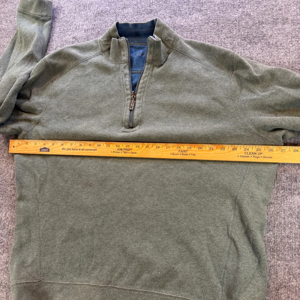 Tommy Bahama Mens Reversible Quarter Zip Pullover Green Blue Sweatshirt XL